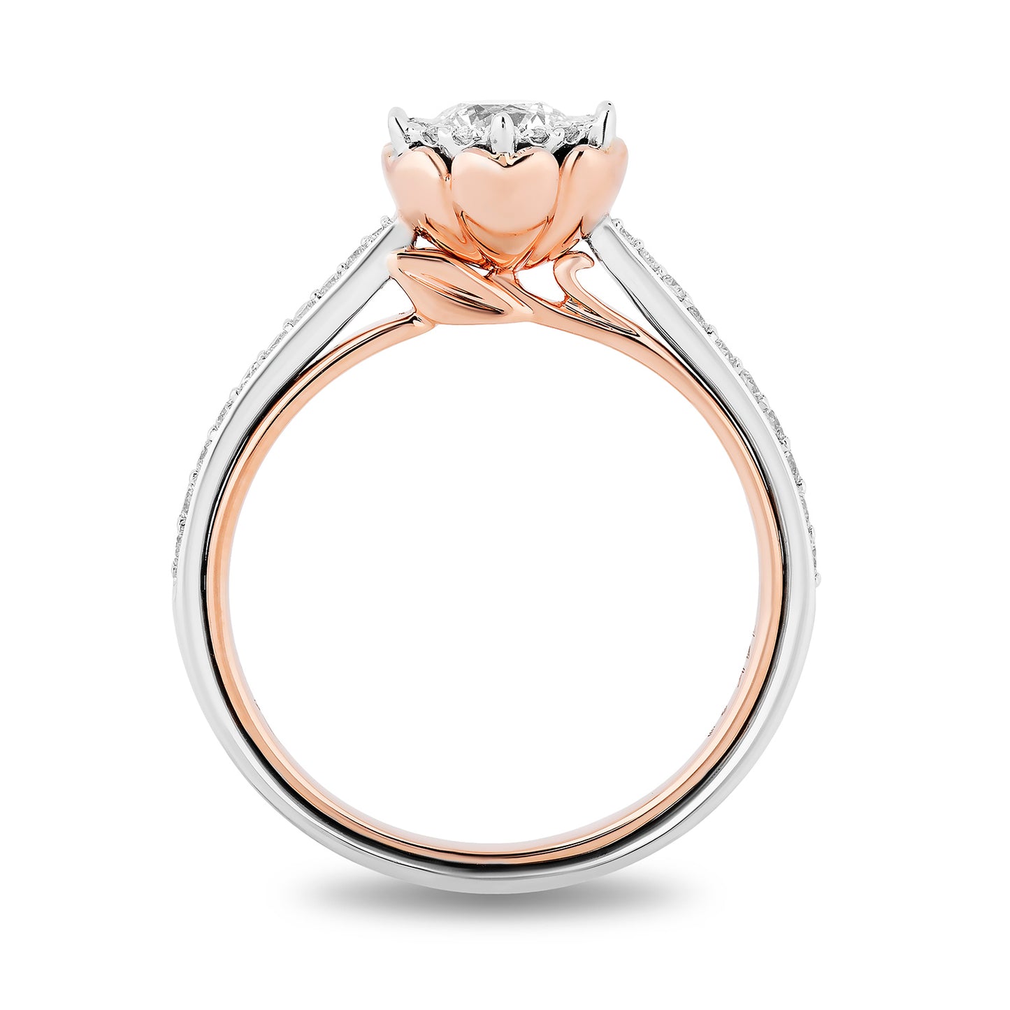 Enchanted Disney Fine Jewelry 14K White Gold and Rose Gold with 1 CTTW Belle Rose Bridal Set