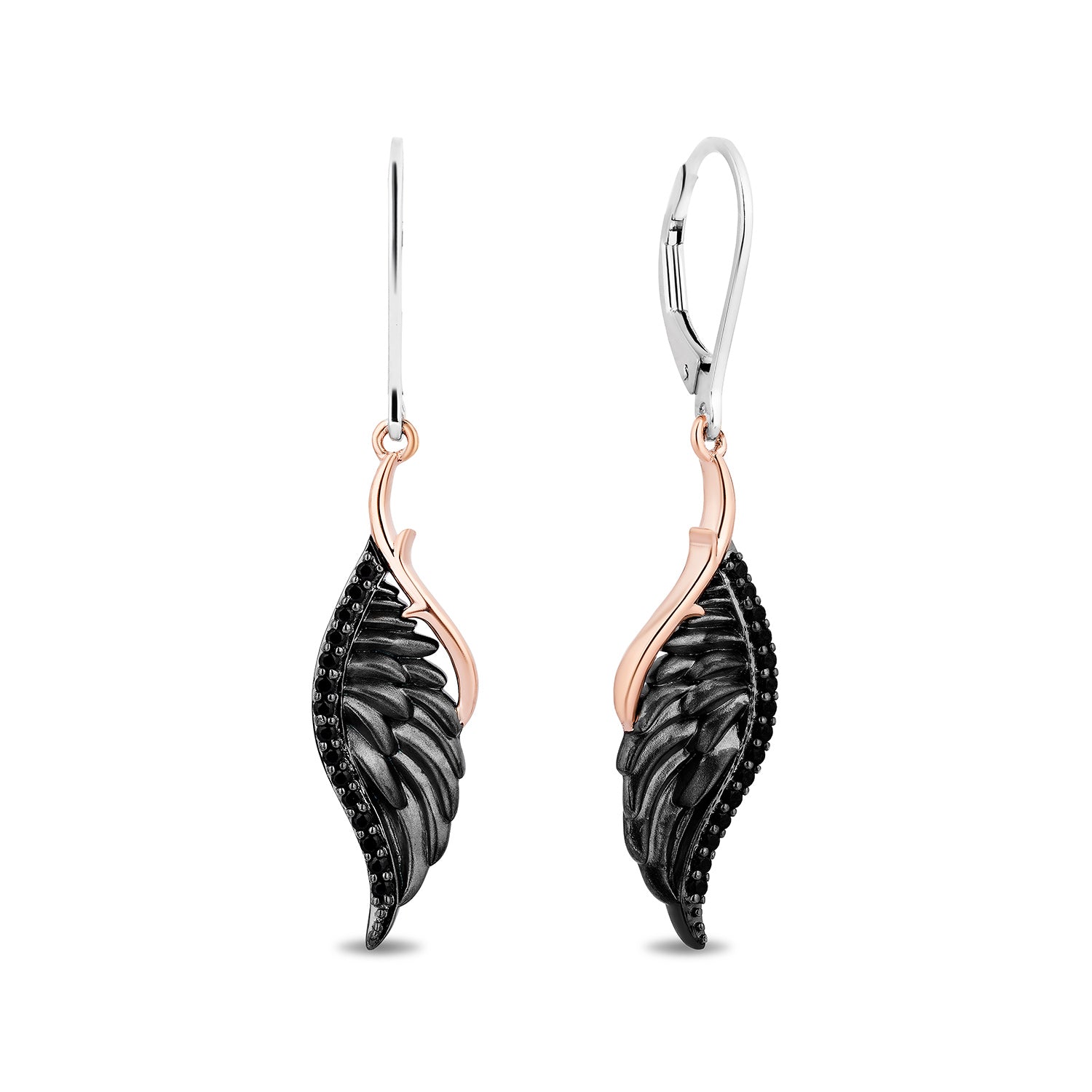 Disney Maleficent Inspired Black Diamond Earrings in Black Rhodium Over Sterling Silver 1/5 CTTW View 1