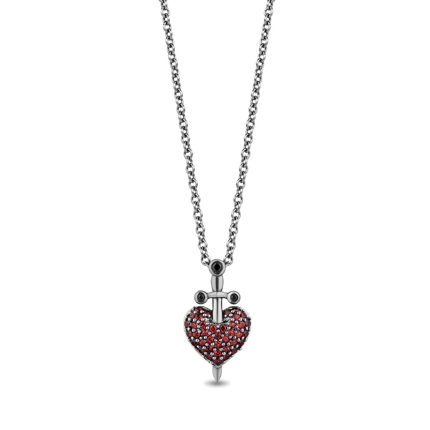 Disney Evil Queen Inspired Black Diamond Necklace Pendant in Black Rhodium Over Sterling Silver View 1