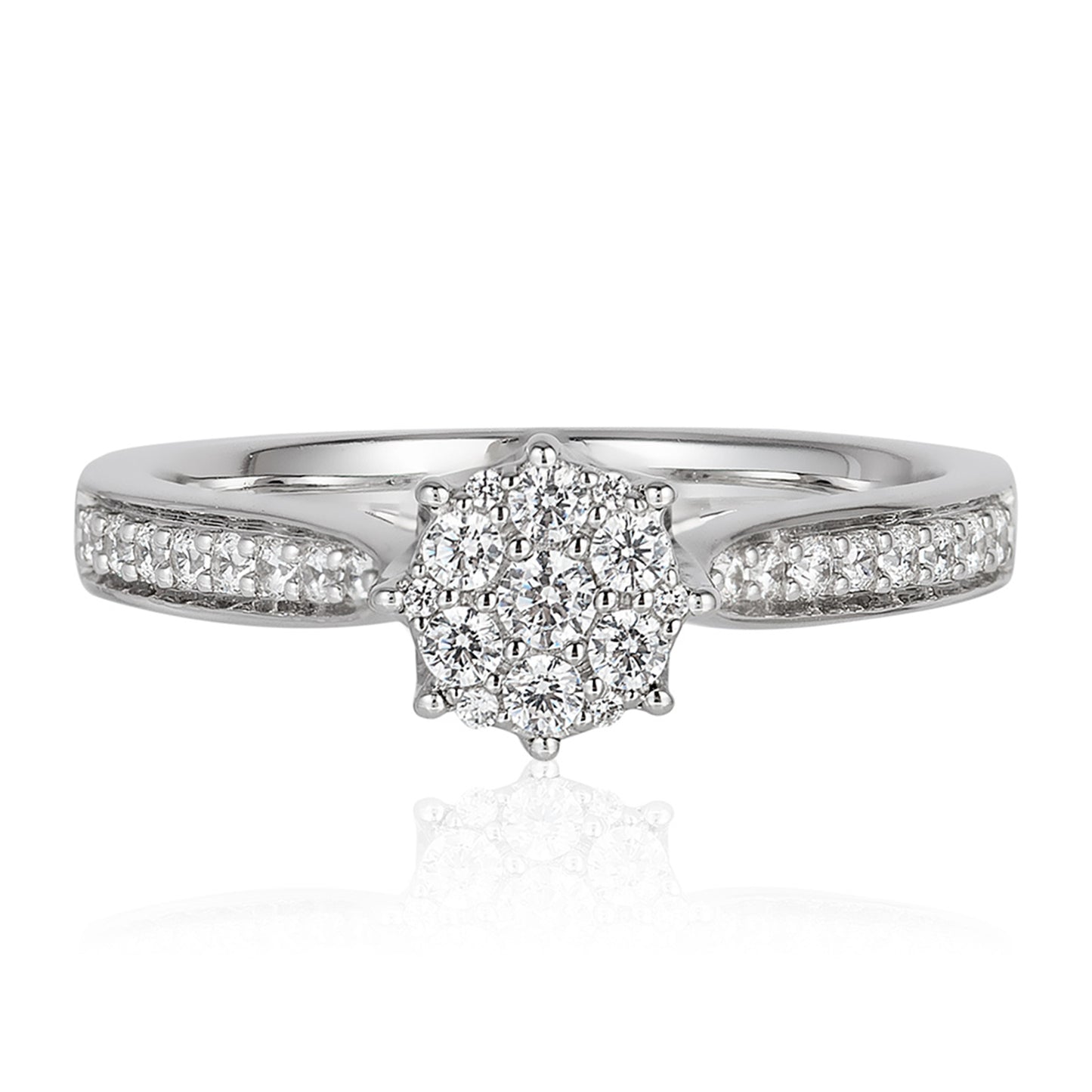 Enchanted Disney Fine Jewelry 10K White Gold with 1/3 CTTW Diamonds and Amethyst Ariel Engagement Ring