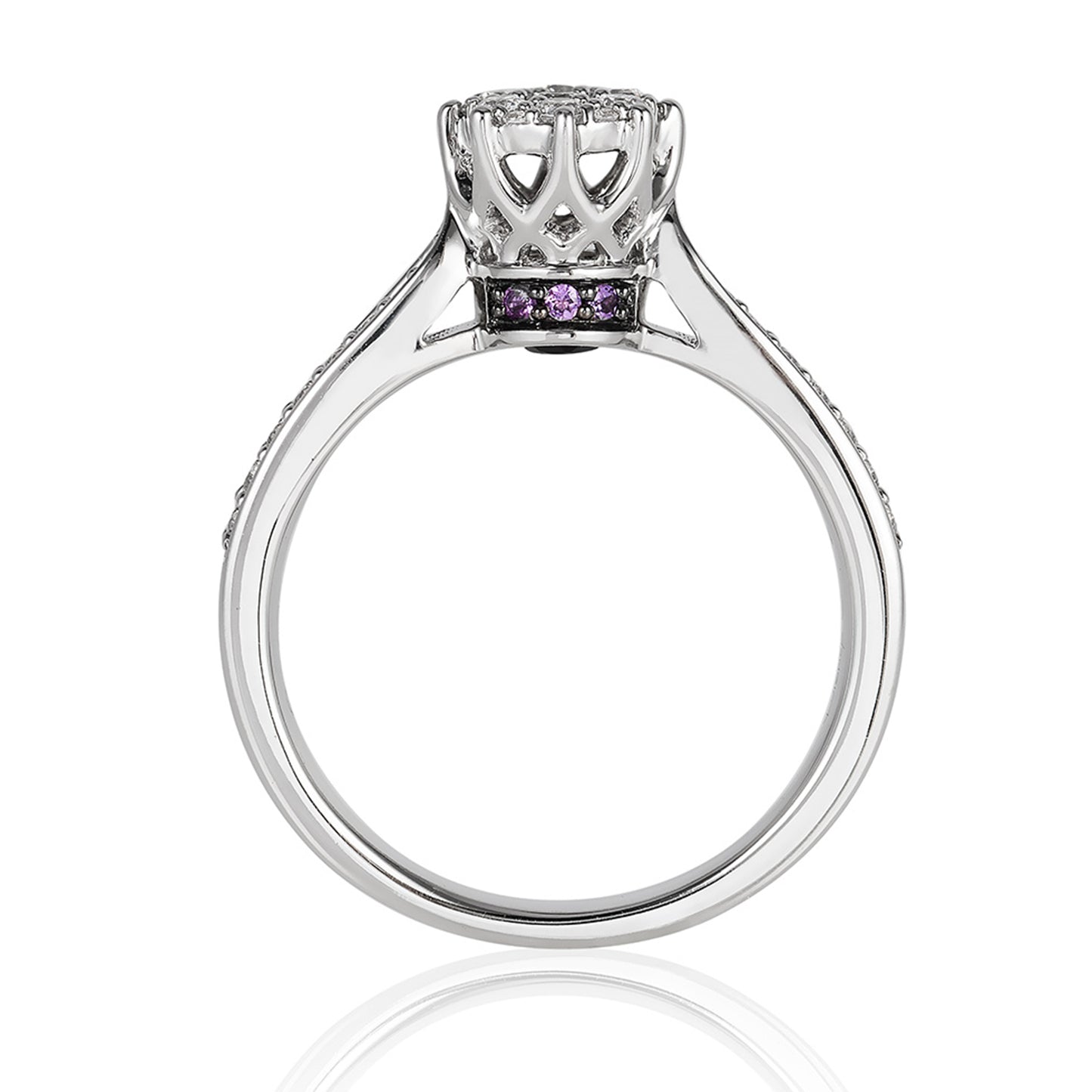 Enchanted Disney Fine Jewelry 10K White Gold with 1/3 CTTW Diamonds and Amethyst Ariel Engagement Ring