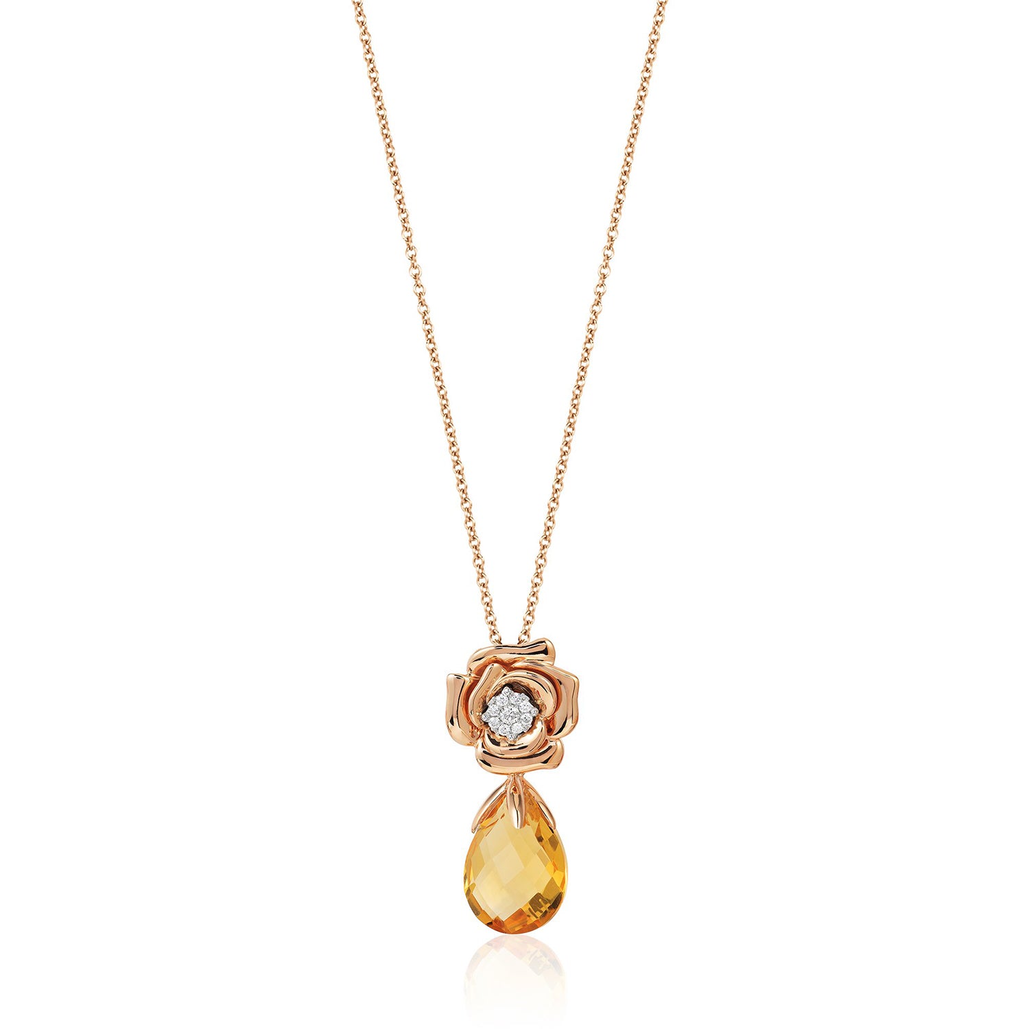 Disney Belle Inspired Rose Composite Diamond Pendant 1 20 CTTW Enchanted Disney Fine Jewelry