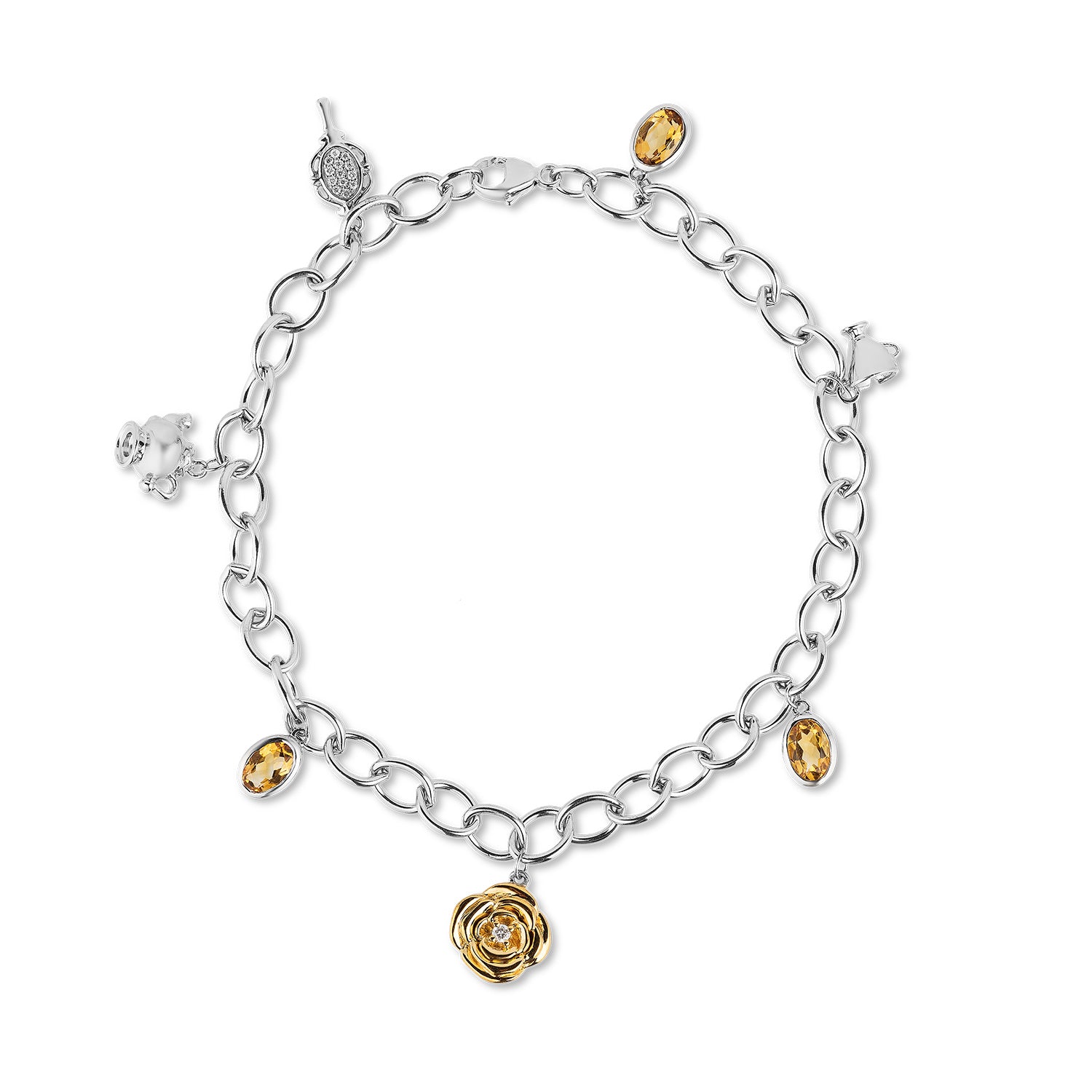 Disney Belle Inspired Diamond with Citrine Bracelet in 14K Yellow