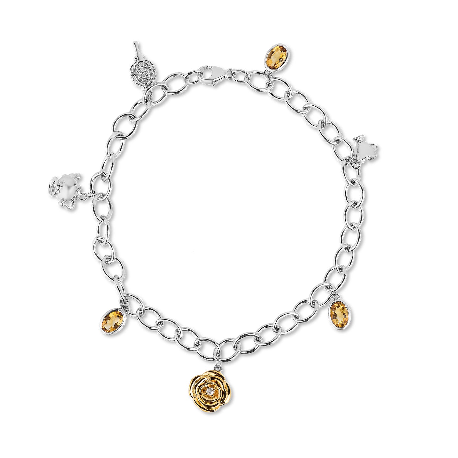 Disney Belle Inspired Charms Diamond Bracelet