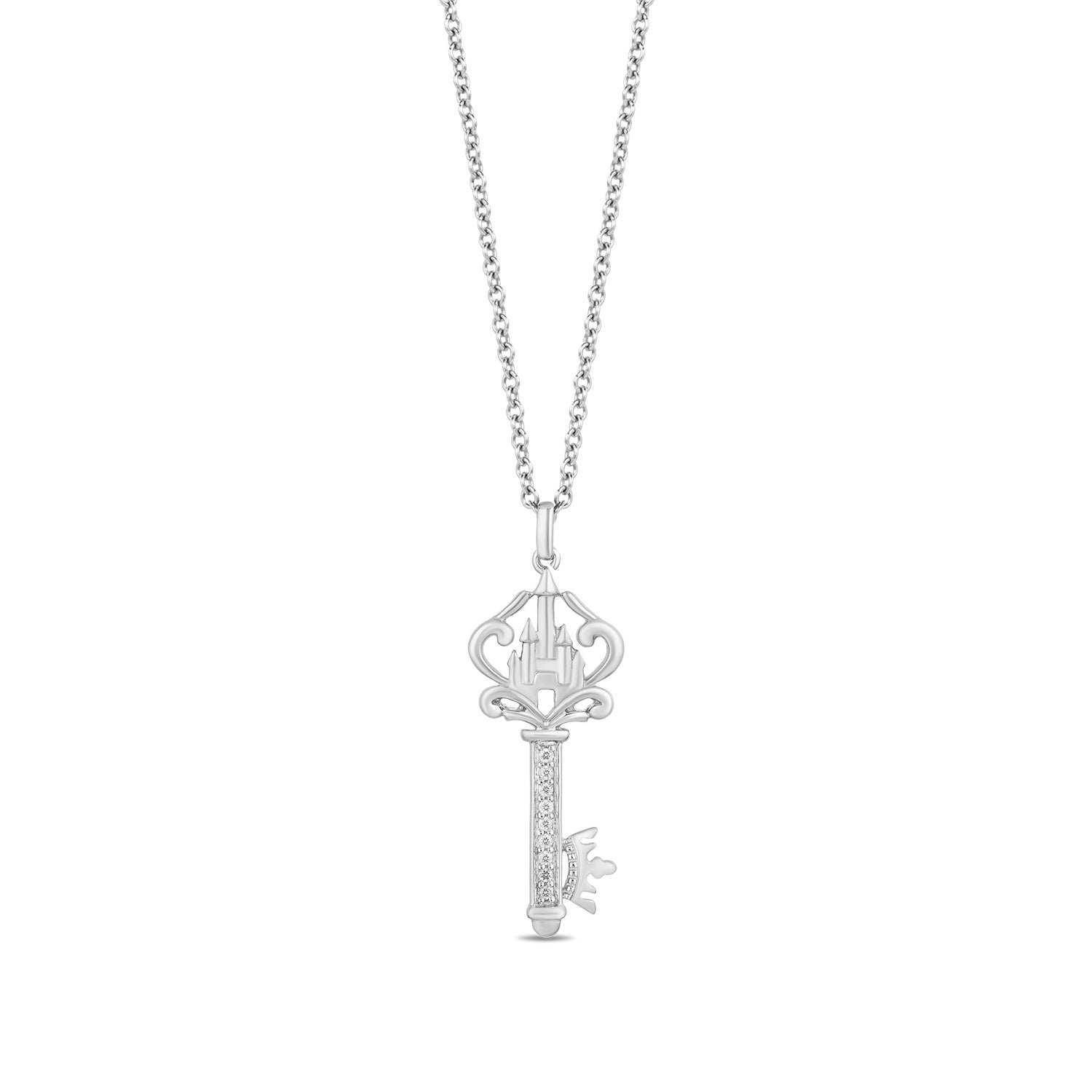 Disney Majestic Inspired Castle Key Diamond Pendant Enchanted Disney Fine Jewelry