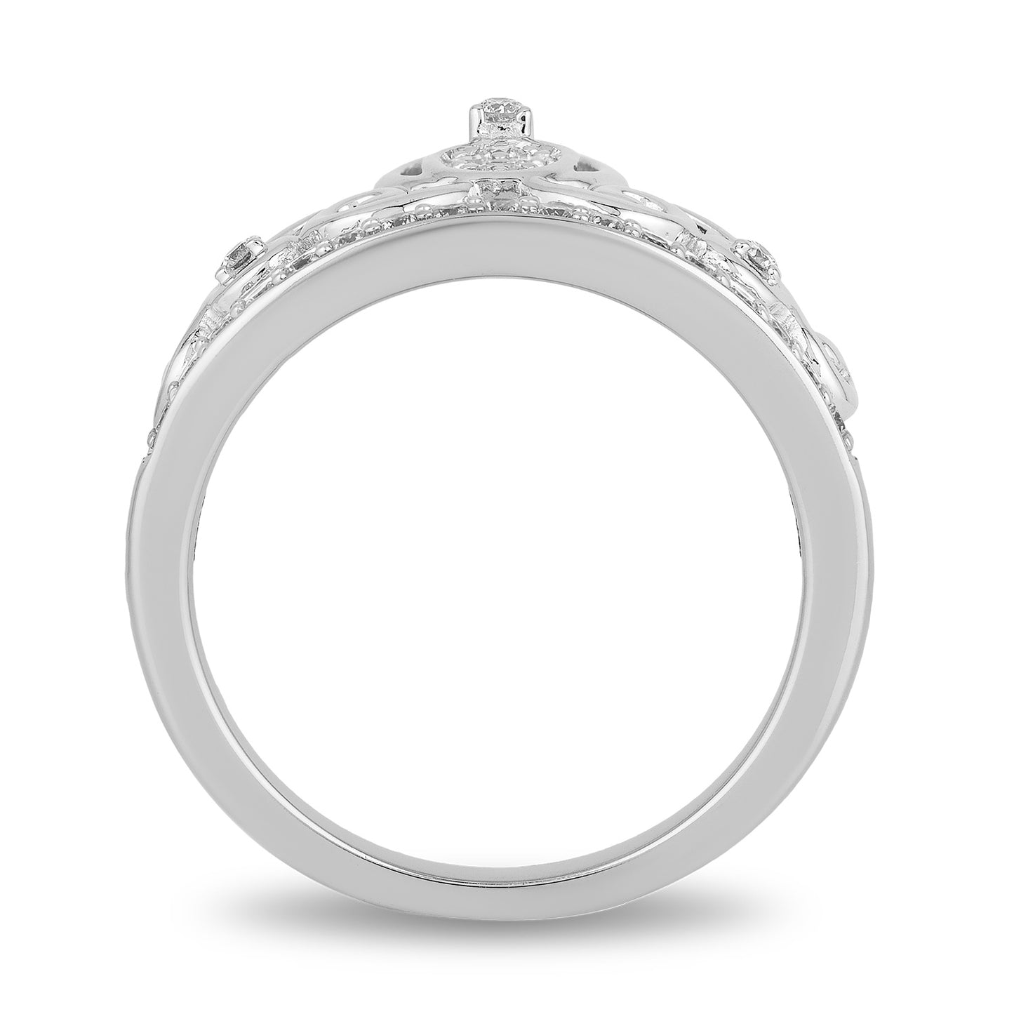 Enchanted Disney Fine Jewelry 10K White Gold 1/4 CTTW Cinderella Carriage Ring