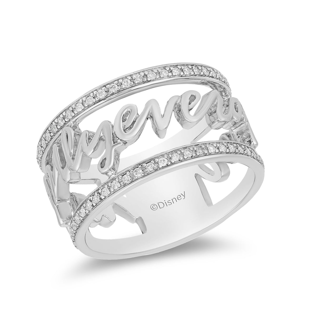 Enchanted Disney Fine Jewelry Sterling Silver 1 5 CTTW Diamond Majestic Princess Ring