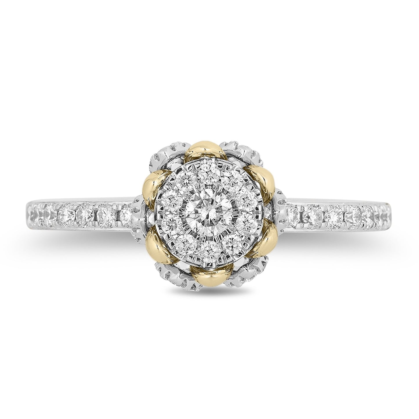 Enchanted Disney Fine Jewelry 14K White Gold and Yellow Gold 1/2 CTTW Diamond Tiana Engagement Ring