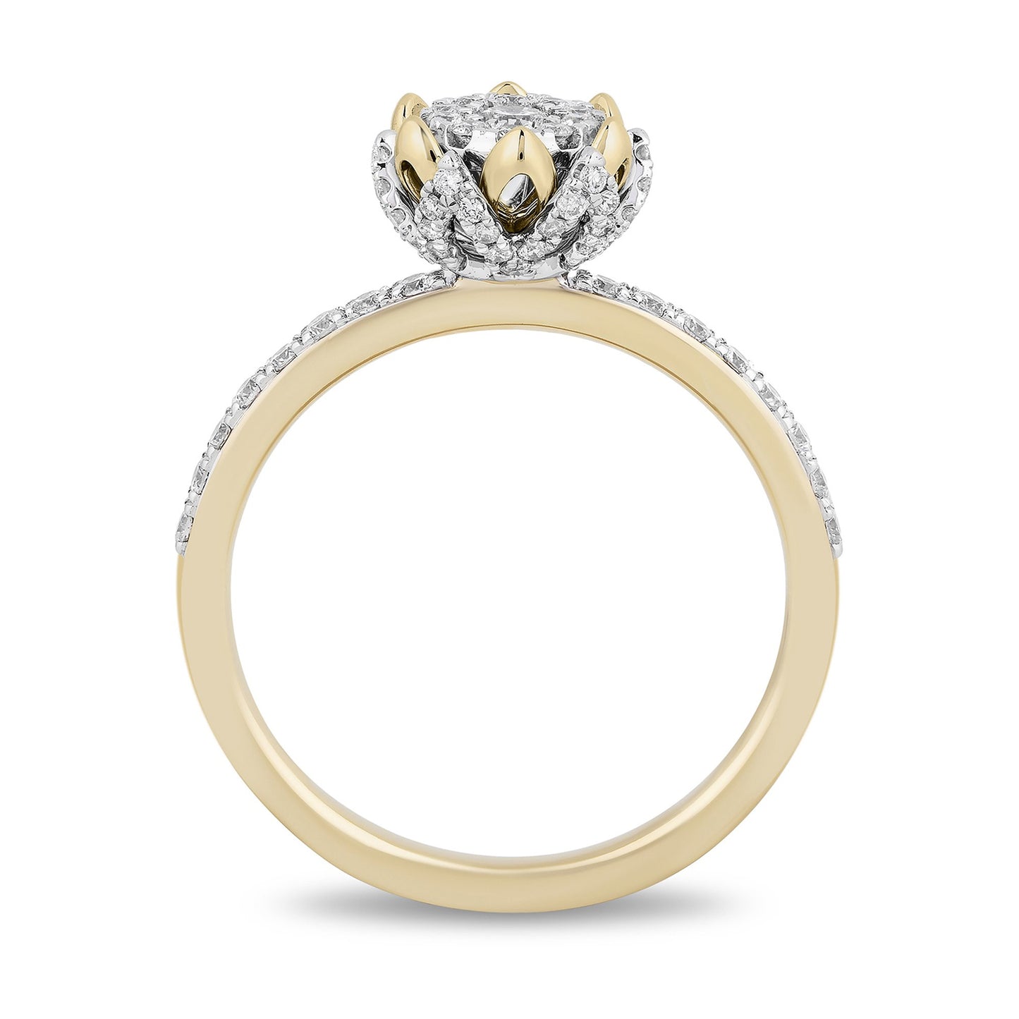 Enchanted Disney Fine Jewelry 14K White Gold and Yellow Gold 1/2 CTTW Diamond Tiana Engagement Ring