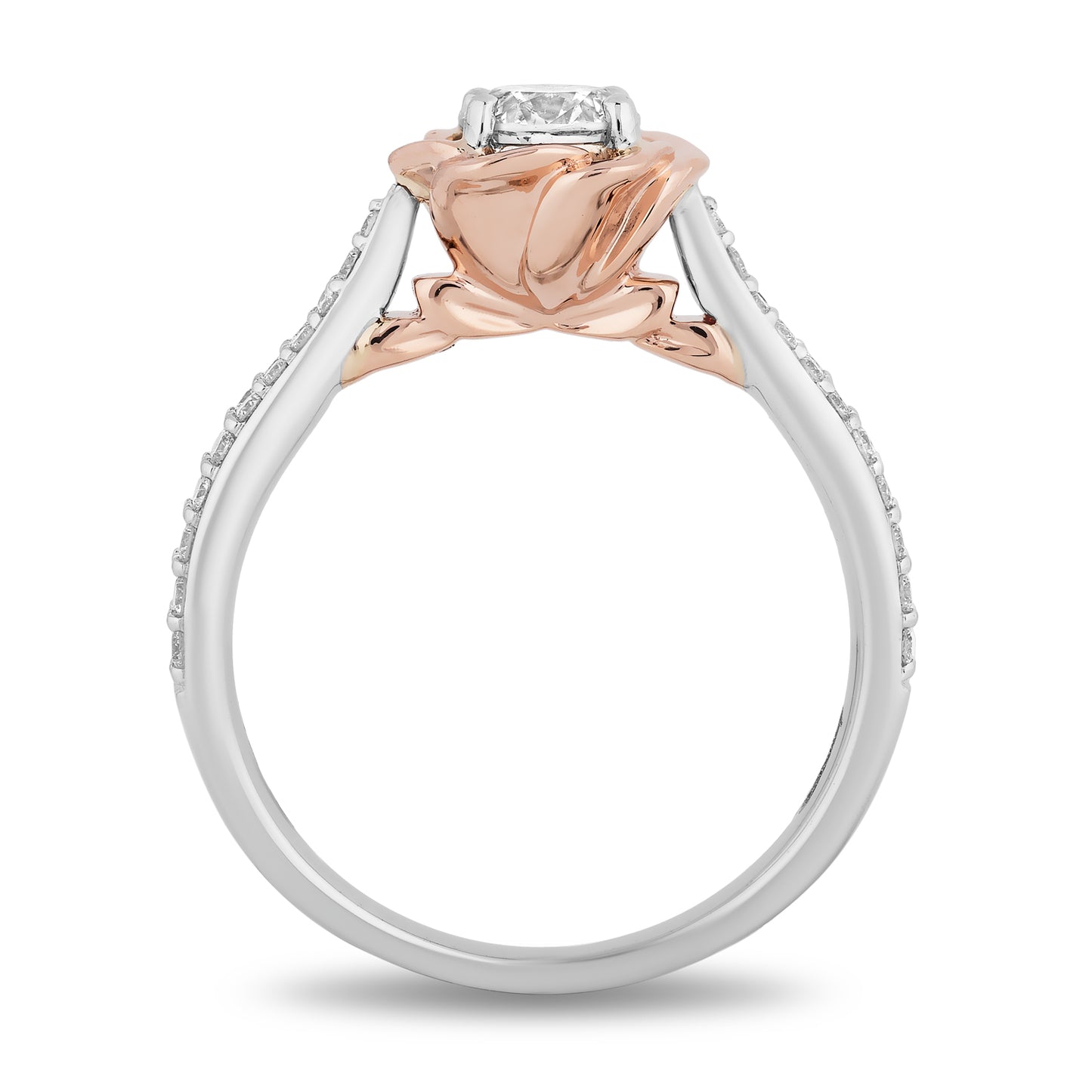 Enchanted Disney Fine Jewelry 14K White Gold and Rose Gold 3/4 CTTW Diamond Belle Bridal Ring