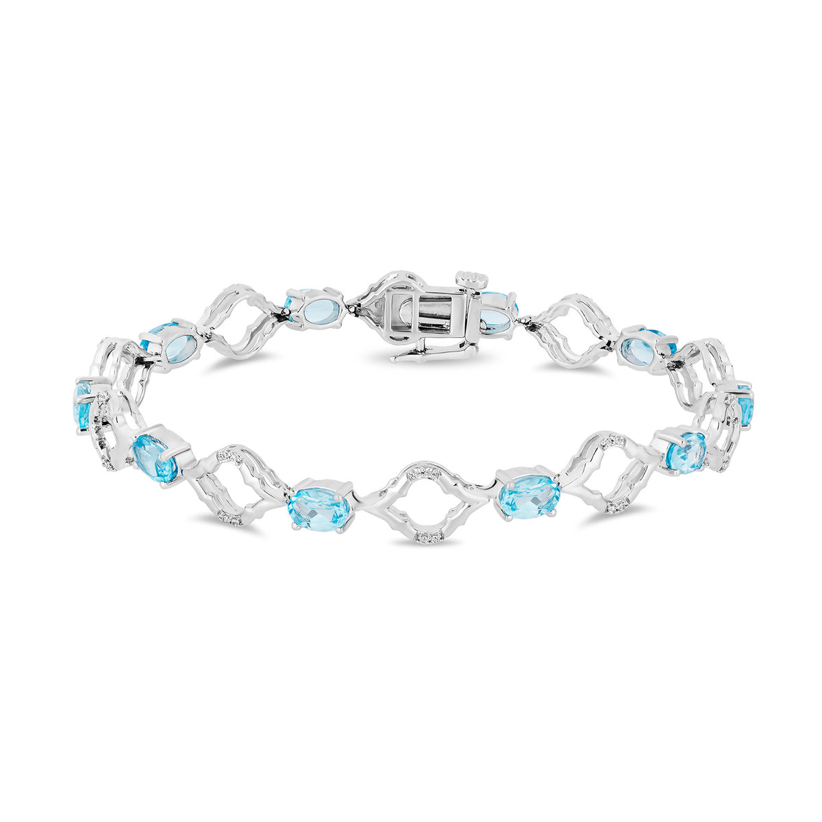 Sterling silver blue topaz and diamond bracelet Clearance