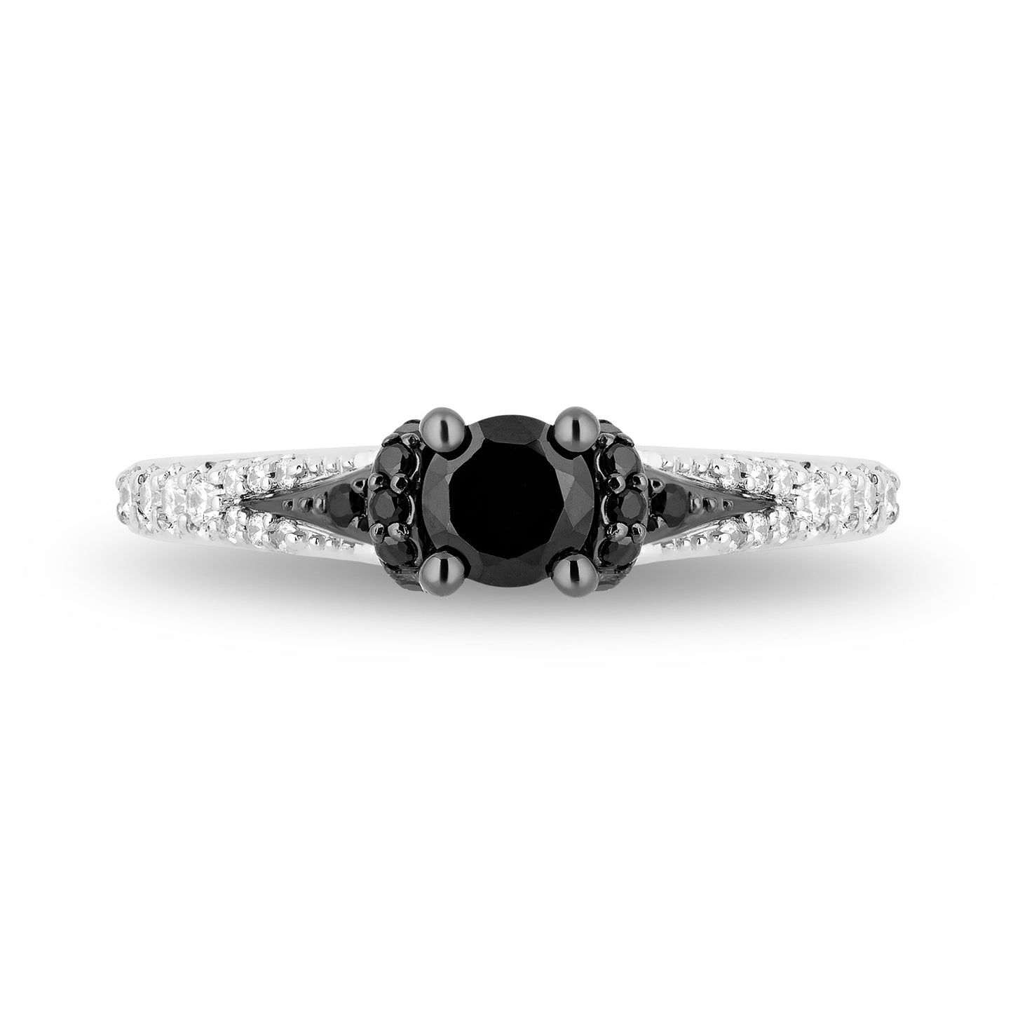 Disney Villain Maleficent Inspired Black Diamond Engagement Ring in 14K White Gold with Black Rhodium 1/2 CTTW Black Diamond Center Stone and 3/4 CTTW View 2