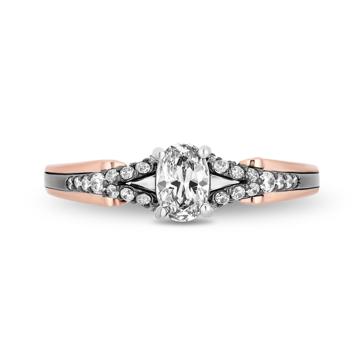 Disney Villain Ursula Inspired Diamond Engagement Ring in 14K White Gold and Rose Gold with Black Rhodium 1/2 CTTW Oval Center and 3/4 CTTW View 2
