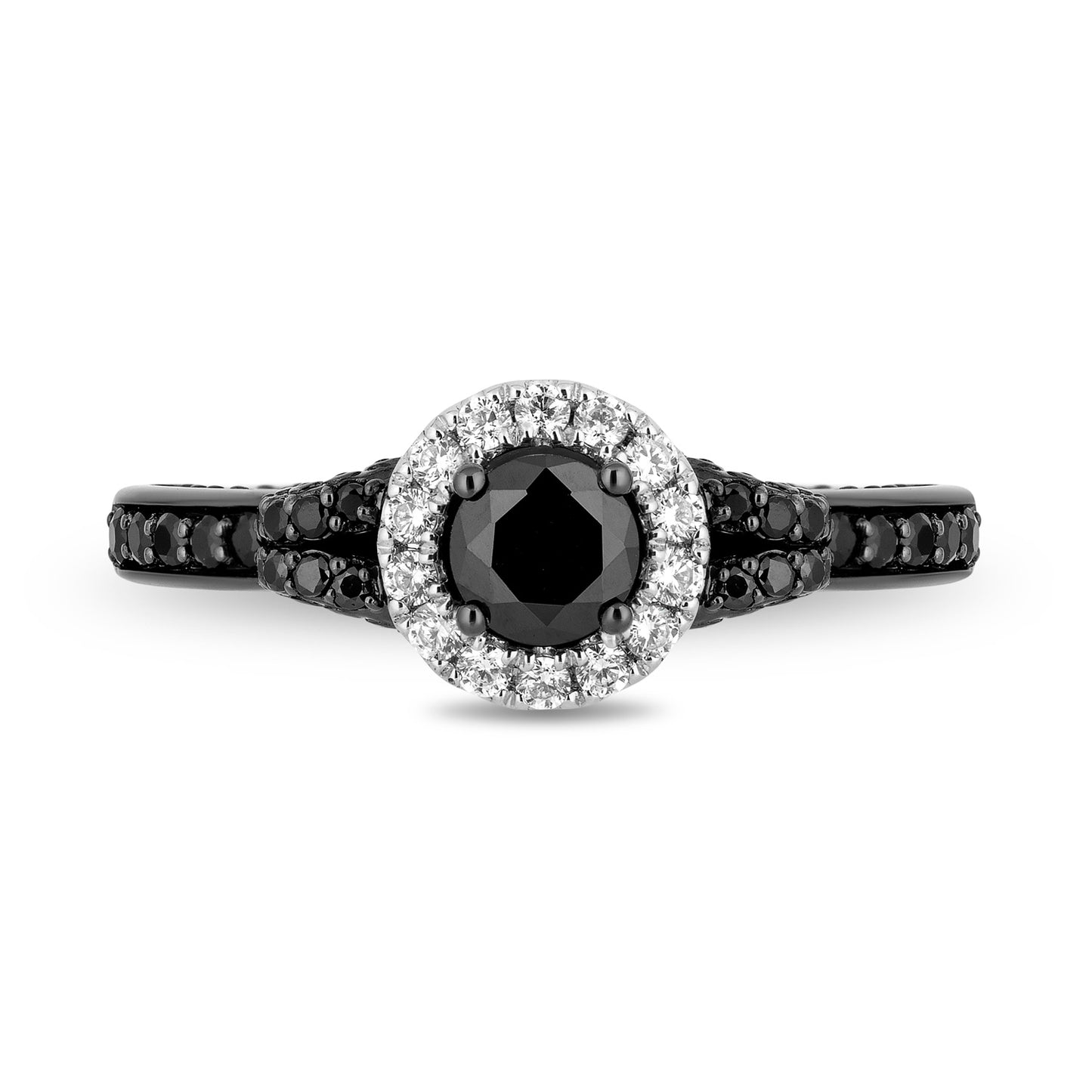 Disney Villain Ursula Inspired Diamonds and Peek-a-boo Black Pearl Engagement Ring in 14K White Gold with Black Rhodium 1 CTTW View 2