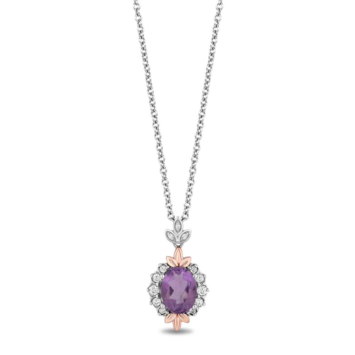 Disney Rapunzel Inspired Diamond & Rose De France Necklace