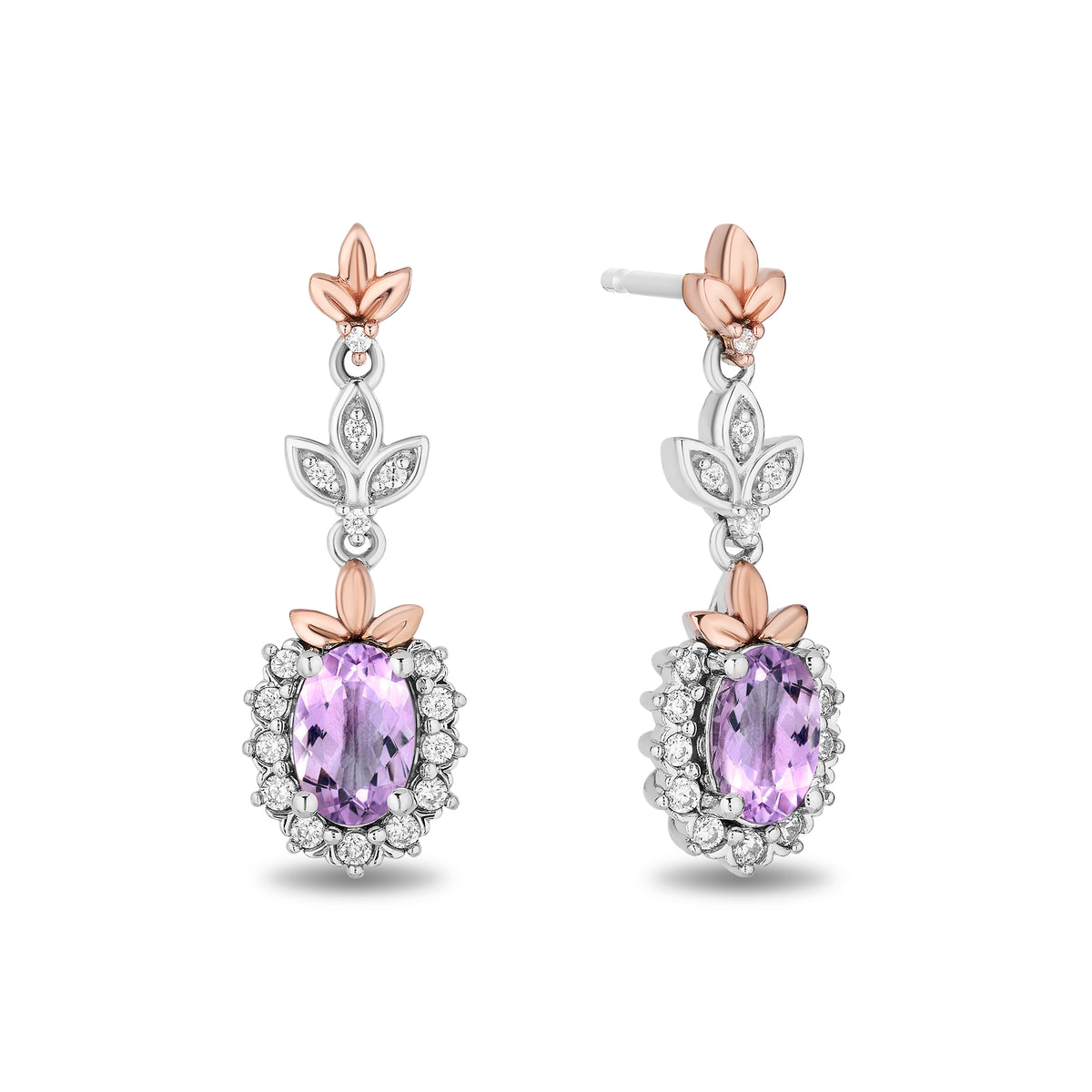 Enchanted Disney Fine Jewelry Sterling Silver and 10K Rose Gold 1/5 CT