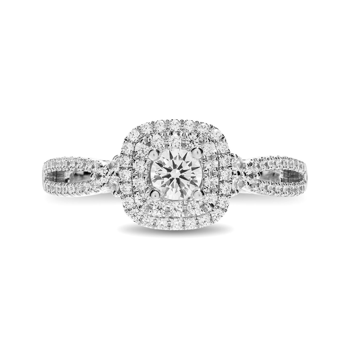 Enchanted Disney Fine Jewelry 14K White Gold and Rose Gold with 3/4 CTTW Diamond Castle Majestic Princess Engagement Ring