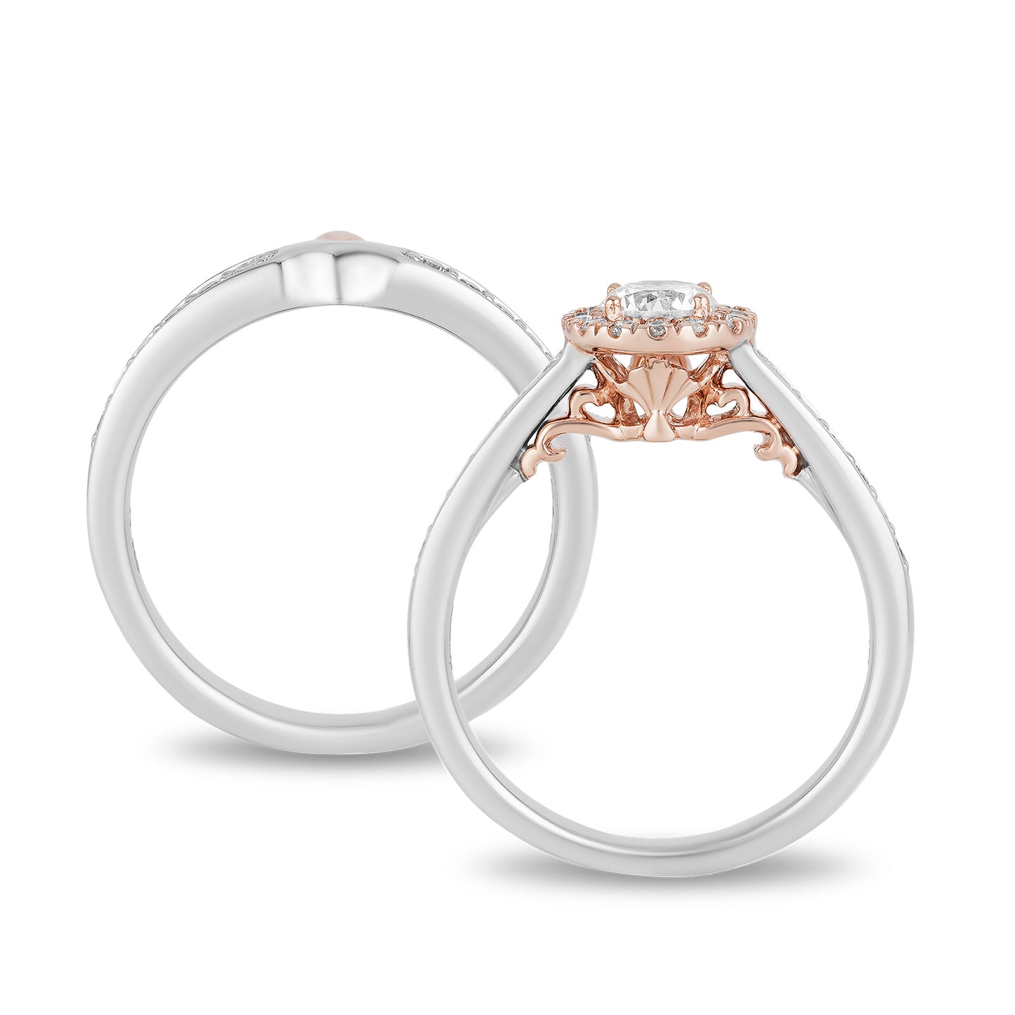 Disney Ariel Inspired Diamond Engagement Ring in 14K White Gold and Rose Gold 9/10 CTTW View 4