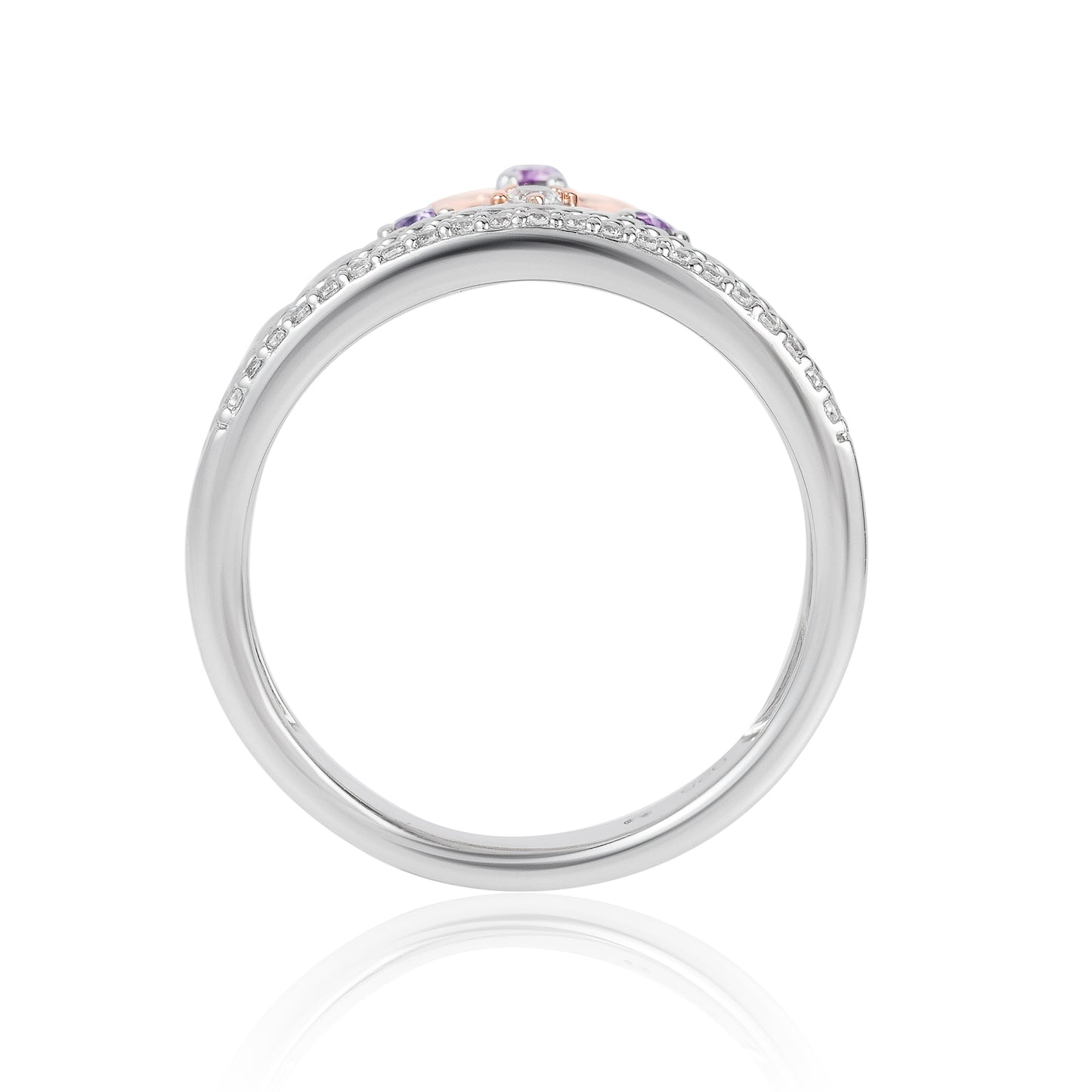 Enchanted Disney Fine Jewelry 14K Rose Gold over Sterling Silver with 1/10 CTTW Rose-de-France Rapunzel Ring