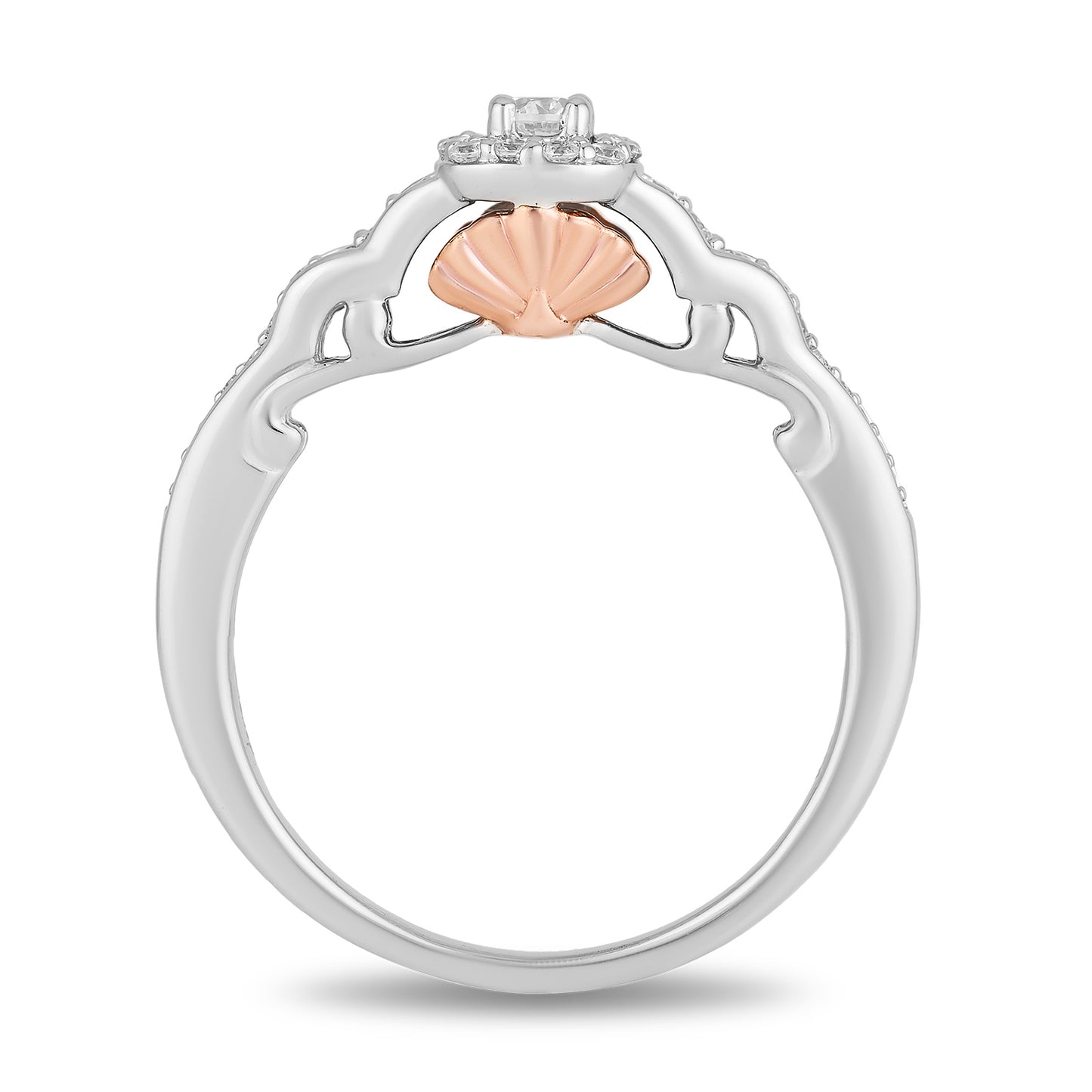Enchanted Disney Fine Jewelry 10K White Gold and Rose Gold with 1/4 CTTW Diamond Ariel Engagement Ring