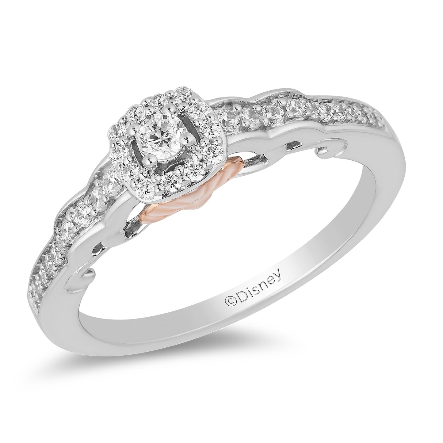 Enchanted Disney Fine Jewelry 10K White Gold and Rose Gold with 1/4 CTTW Diamond Ariel Engagement Ring