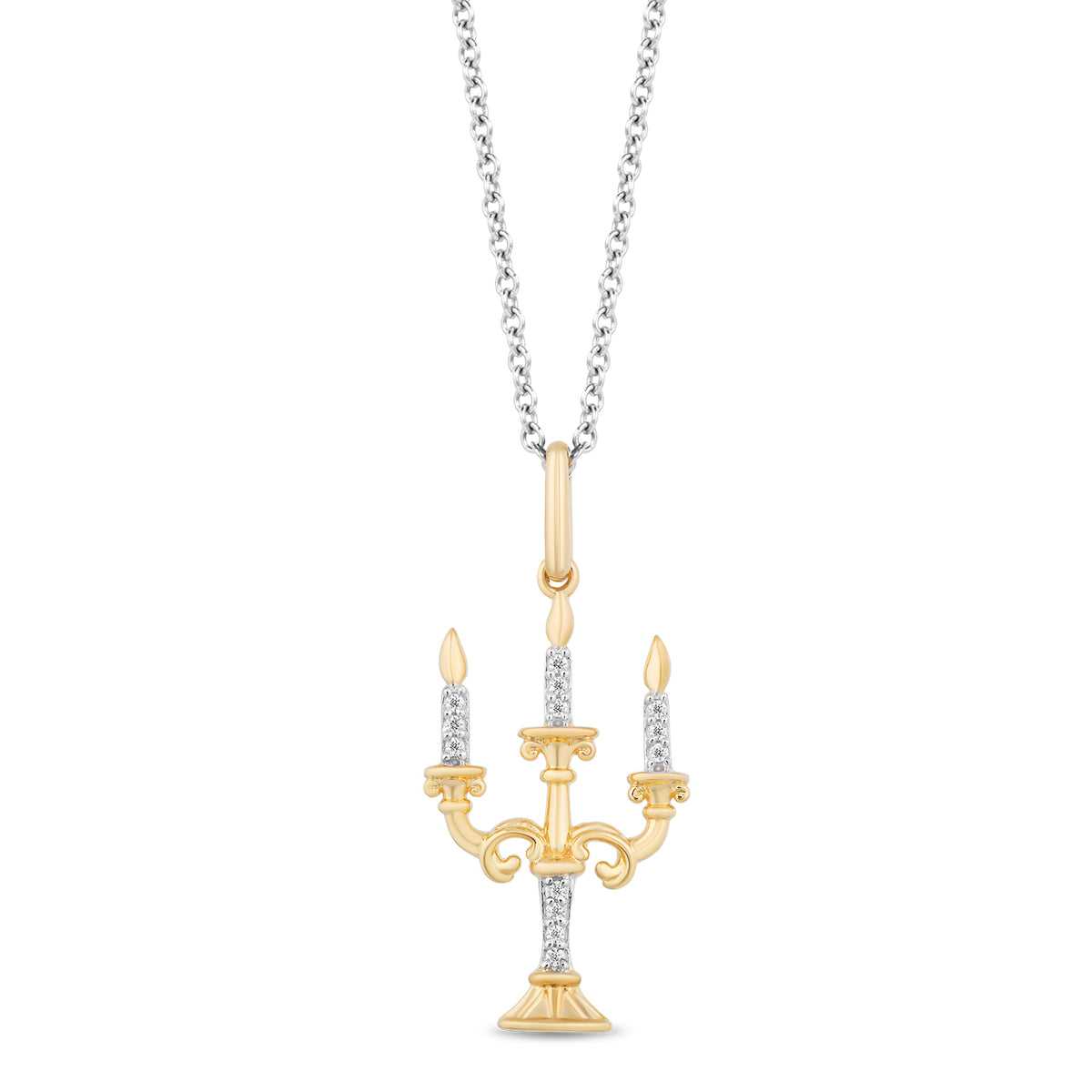 Disney Belle Inspired Diamond Necklace in 10K Yellow Gold