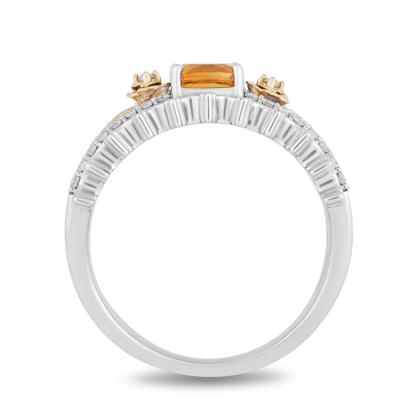 Enchanted Disney Fine Jewelry Sterling Silver and 10K Yellow Gold with Citrine and 1/4 CTTW Diamond Belle Ring