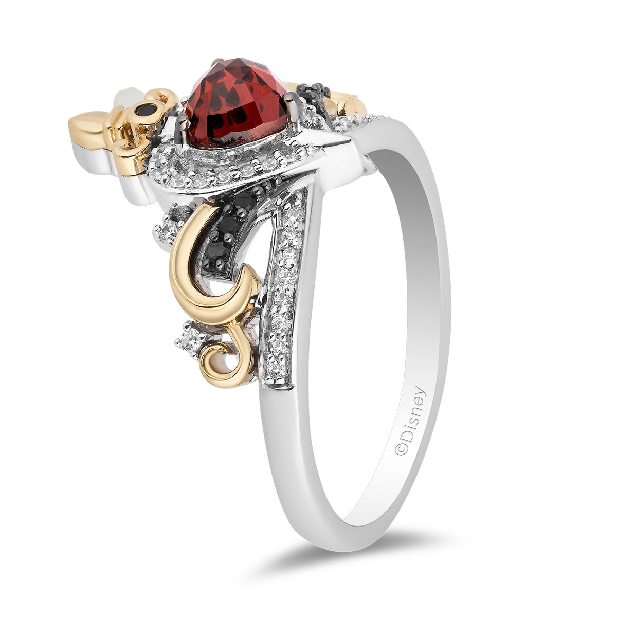 Disney Evil Queen Inspired Diamond Garnet Ring 10K Yellow Gold 1 5 CTTW Enchanted Disney Fine Jewelry