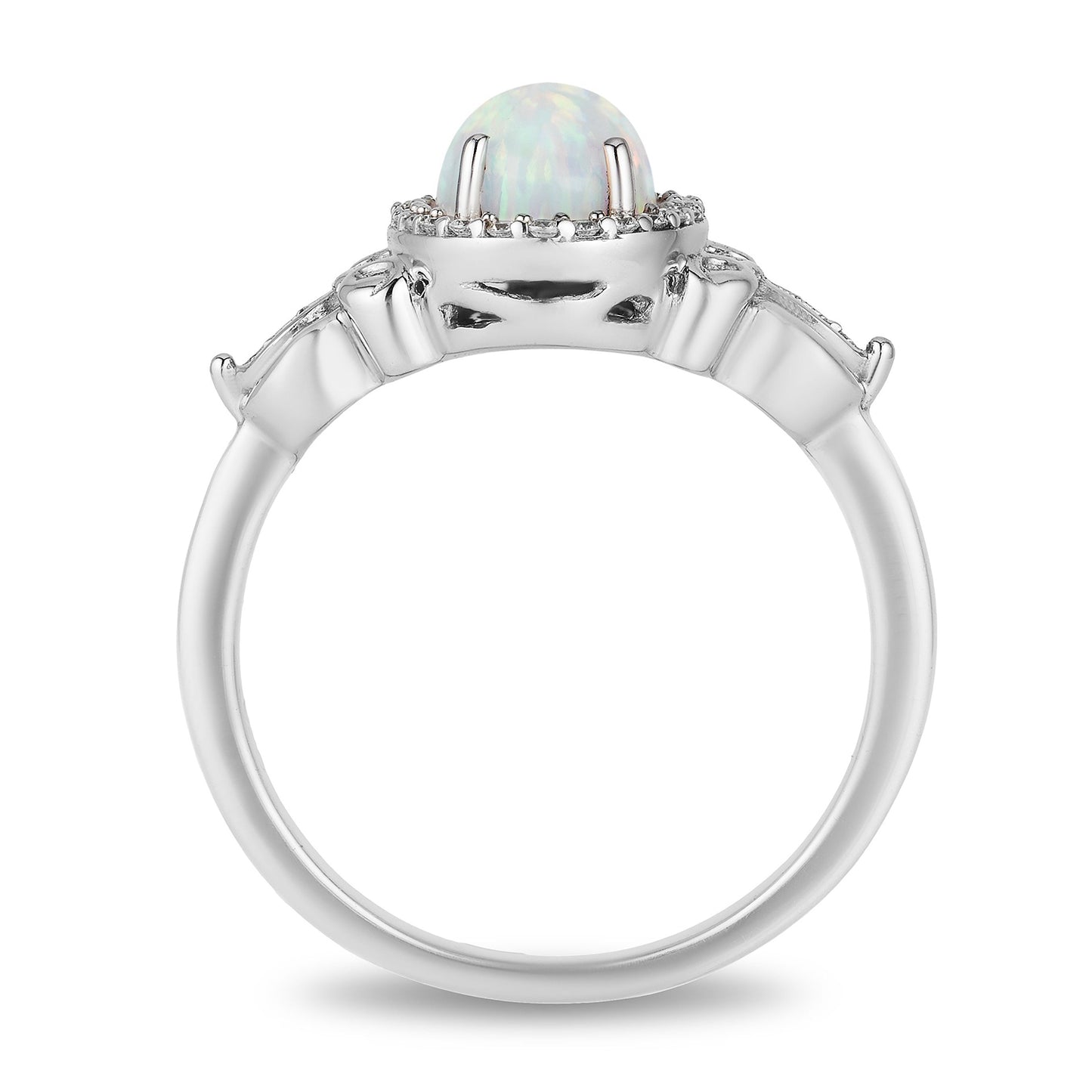 Enchanted Disney Fine Jewelry Sterling Silver with 1/10 CTTW Diamond and Created Opal Cinderella Carriage Ring