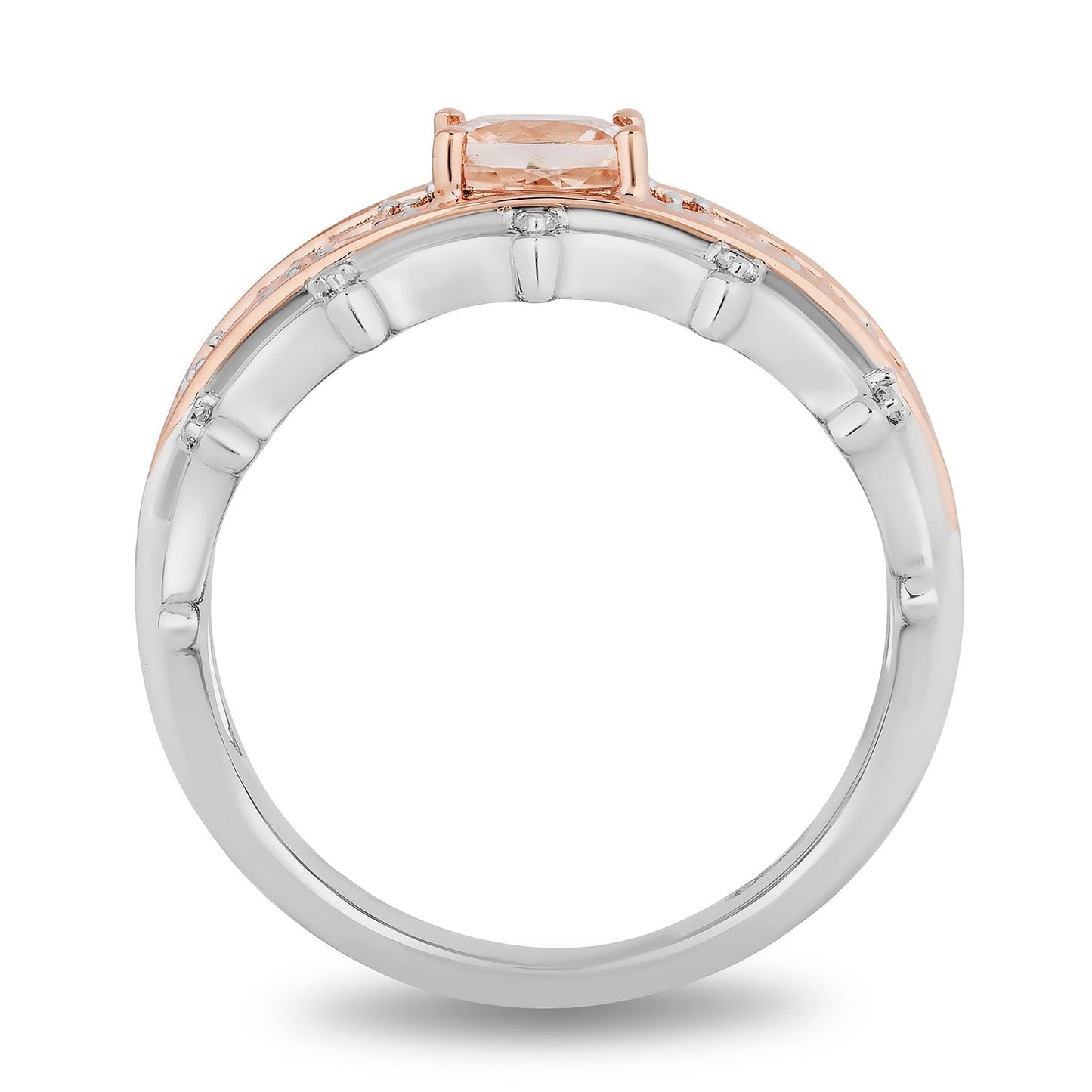 Enchanted Disney Fine Jewelry Sterling Silver and 10K Rose Gold with 1/5 CTTW Diamond and Morganite Aurora Engagement Ring