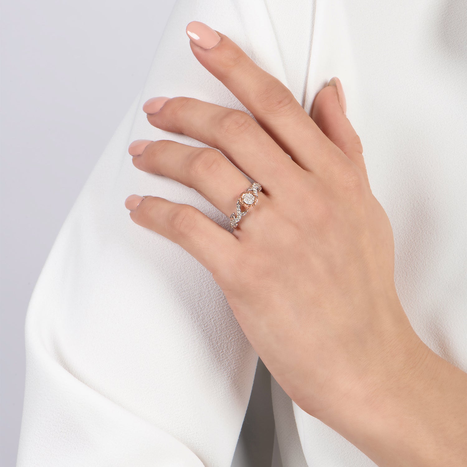 Disney Belle Inspired Diamond Promise Ring in 14K White Gold & Rose ...