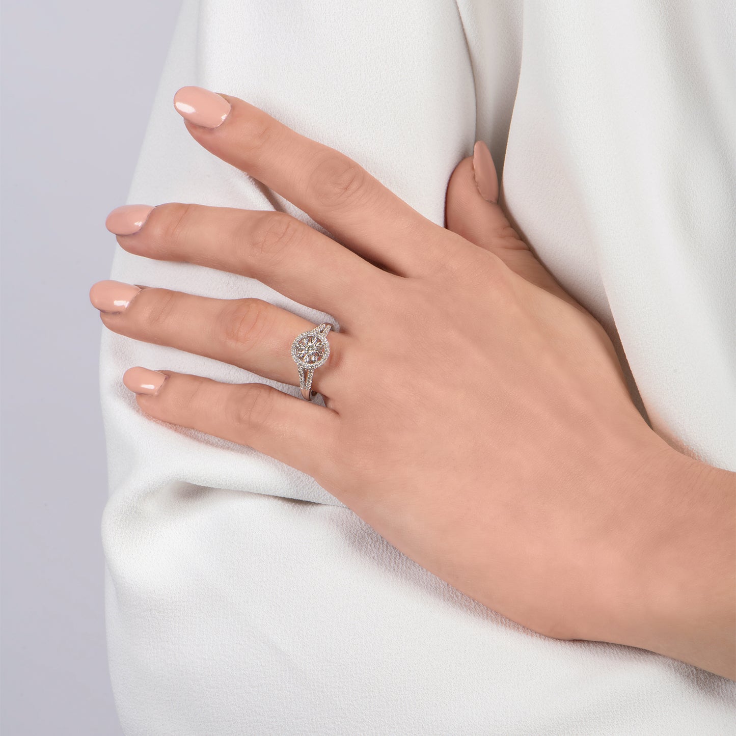 Enchanted Disney Fine Jewelry 10K White Gold with 1/4 CTTW Diamond Elsa Promise Ring