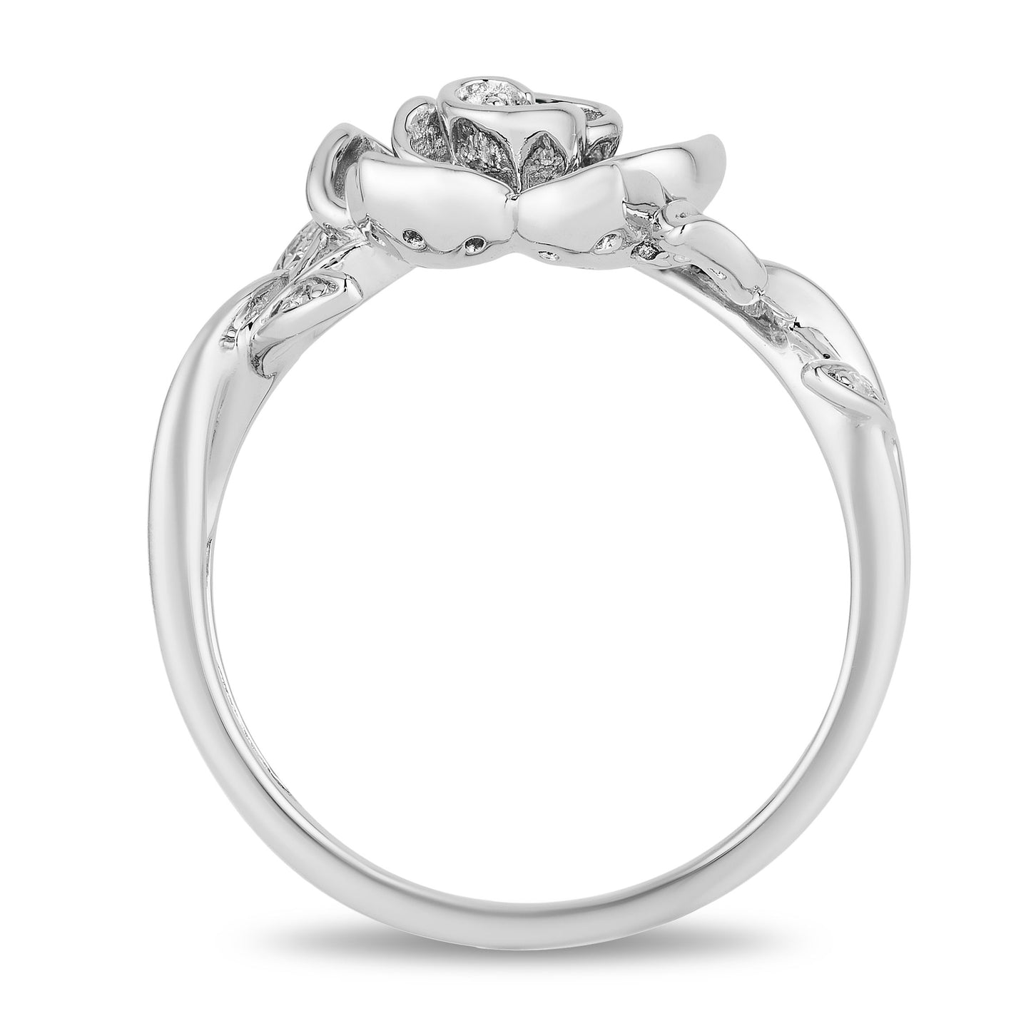 Enchanted Disney Fine Jewelry Sterling Silver with 1/4 CTTW Diamond Belle Rose Ring