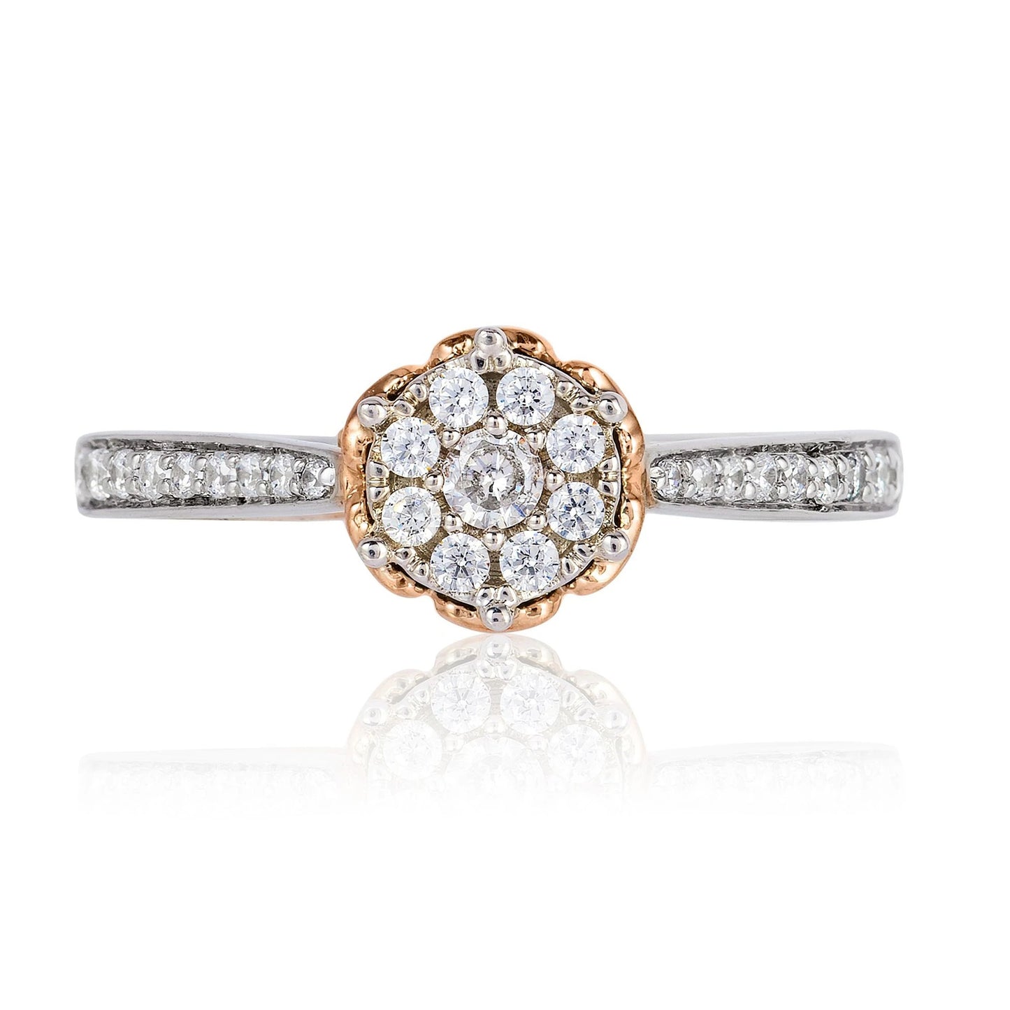 Enchanted Disney Fine Jewelry 14K White Gold and Rose Gold 1/3 CTTW Belle Rose Composite Engagement Ring