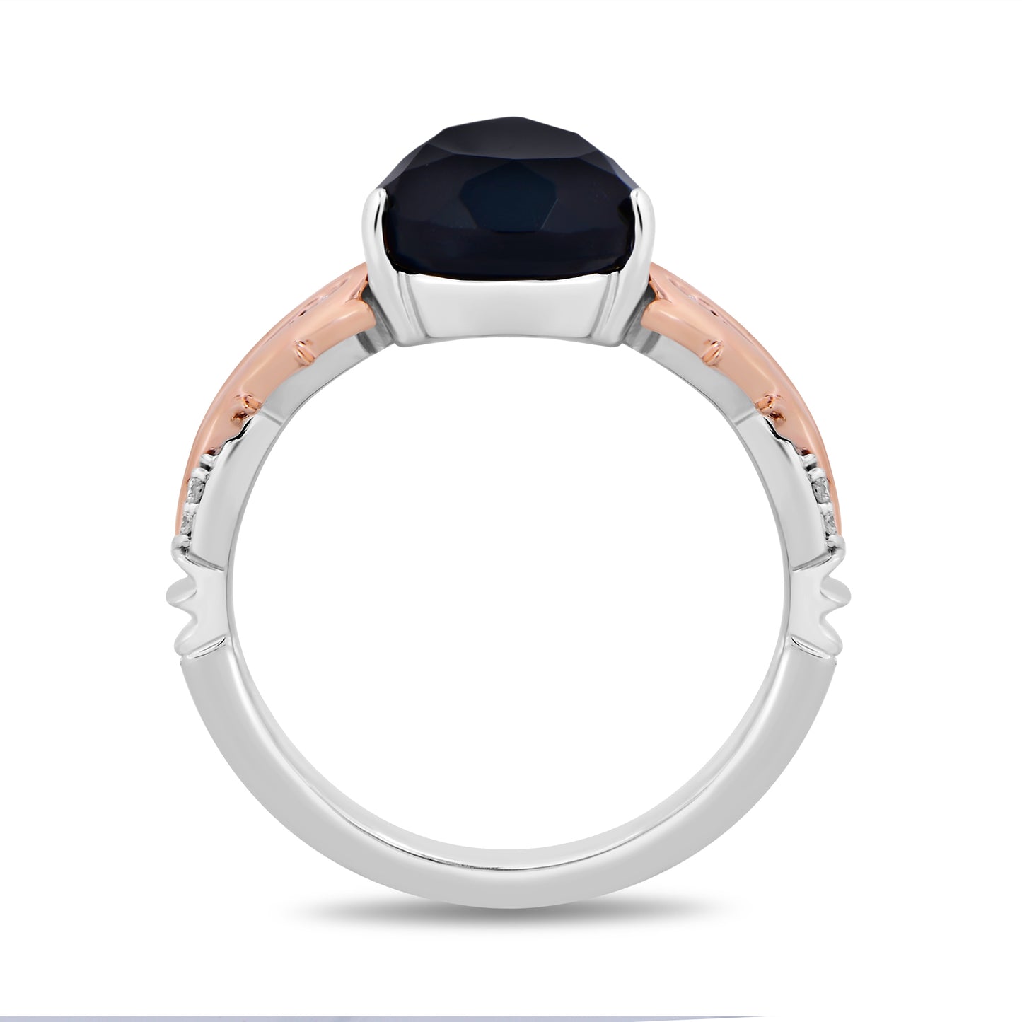 Enchanted Disney Fine Jewelry Sterling Silver and 10K Rose Gold with 1/10 CTTW Diamond and Black Spinel Maleficent Ring