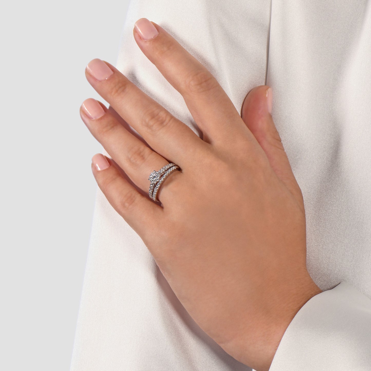 Enchanted Disney Fine Jewelry 14K White Gold and Rose Gold with 1/2 CTTW Ariel Shell Bridal Set