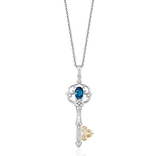 Disney Aurora Inspired Diamond & Sapphire Pendant Rose Gold 1/10 Cttw | Enchanted Disney Fine Jewelry