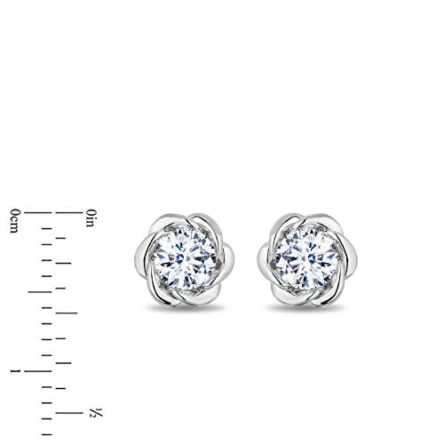 Enchanted Disney Fine Jewelry Sterling Silver with 1/3 CTTW Lab Grown Diamond, Disney's Belle Solitaire Earrings