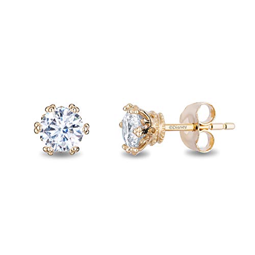 Enchanted Disney Fine Jewelry 14K Yellow Gold over Sterling Silver with 1/3 CTTW Lab Grown Diamond, Majestic Princess Solitaire Earrings