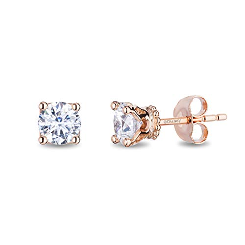Enchanted Disney Fine Jewelry 14K Rose Gold with 1/3 CTTW Diamond Majestic Princess Solitaire Earrings
