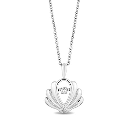 Disney Ariel Inspired Shell Necklace Sterling Silver 1/20 CTTW View 1