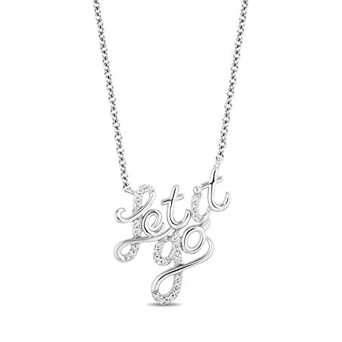 Disney Elsa Inspired Necklace Sterling Silver 1/10 CTTW View 1