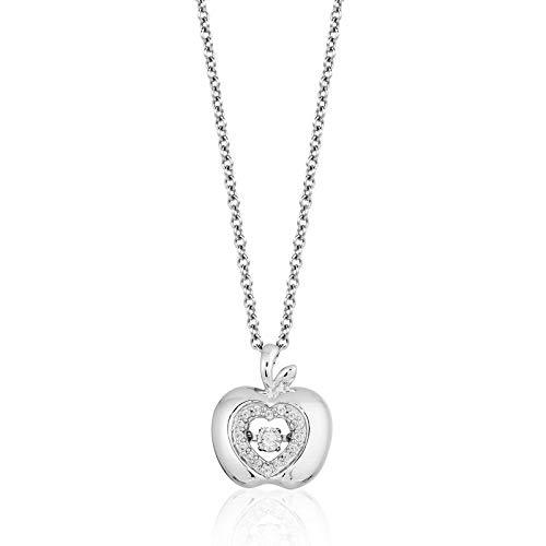 Enchanted Disney Fine Jewelry Diamond Snow White Apple & Heart Pendant  Necklace (1/5 ct. t.w.) in Sterling Silver & 10k Rose Gold, 16