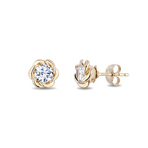 Disney Belle Inspired Diamond Solitaire Earrings 14K Yellow Gold 1/3 ...