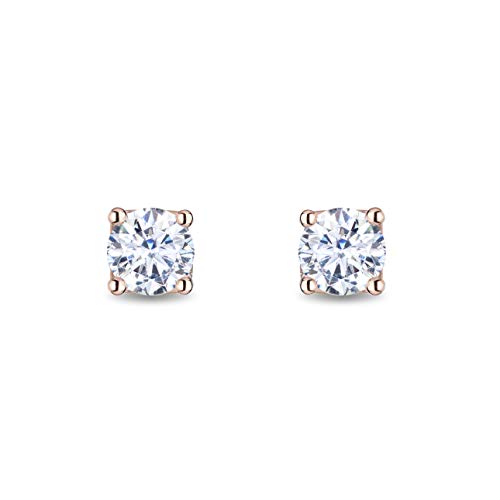 Enchanted Disney Fine Jewelry 14K Rose Gold with 1/3 CTTW Diamond Majestic Princess Solitaire Earrings