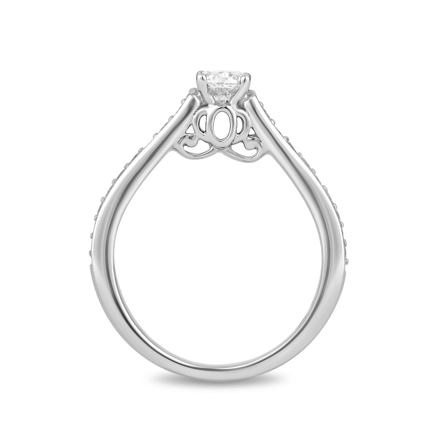 Enchanted Disney Fine Jewelry 10K White Gold with 1/2 CTTW Cinderella Engagement Ring