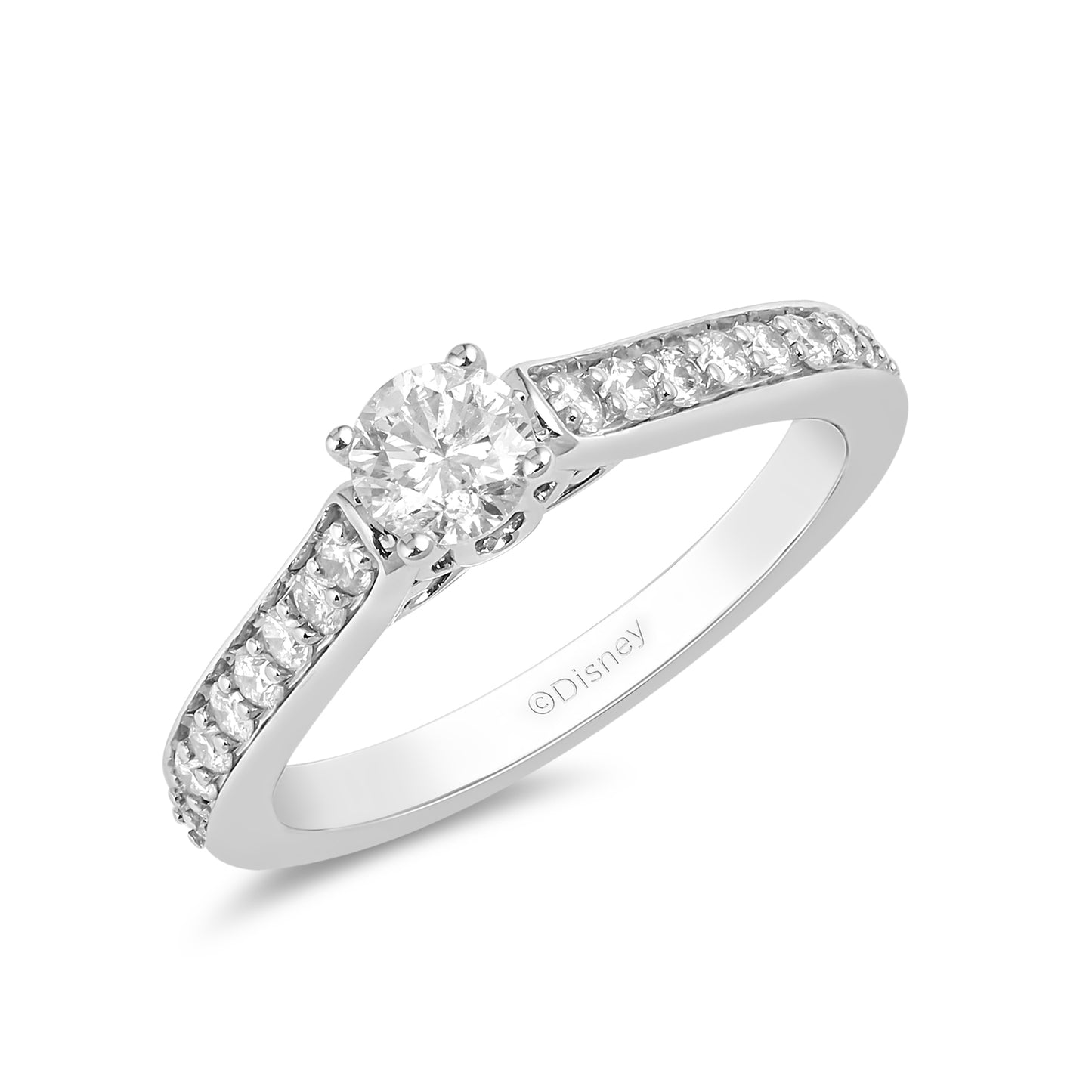 Enchanted Disney Fine Jewelry 10K White Gold with 1/2 CTTW Cinderella Engagement Ring