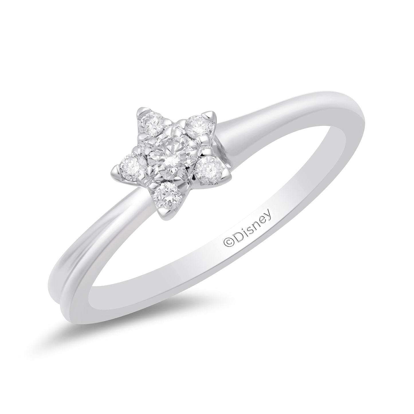 Enchanted Disney Fine Jewelry Sterling Silver with 1/6 CTTW Tinker Bell Promise Ring