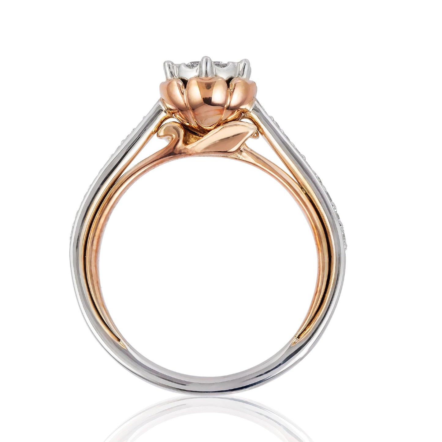 Enchanted Disney Fine Jewelry 14K White Gold and Rose Gold 1/3 CTTW Belle Rose Composite Engagement Ring