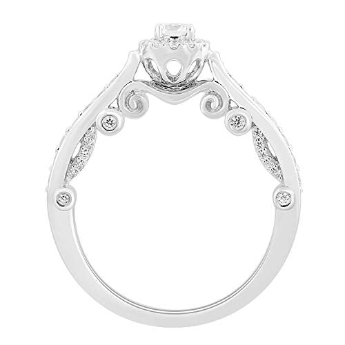 Enchanted Disney Fine Jewelry 10K White Gold 5/8 CTTW Cinderella Composite Engagement Ring